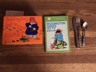 Vintage Paddington Book & Silverware Set &Cookie Case