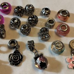 Lot Of 18 Different Charms And Beads All In Excellent Condition 