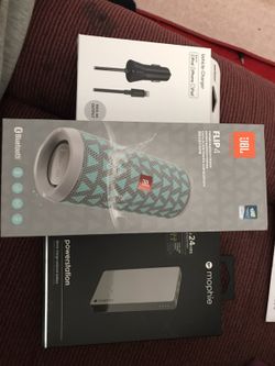 Bluetooth wireless speaker , iPhone 6-7 car charger & a portable charger USB port to charge phone