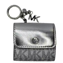 Michael Kors Jet Set Travel Case AirPods Charm Silver NWT