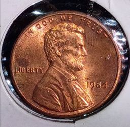 1984 Penny double die obverse error coin uncirculated