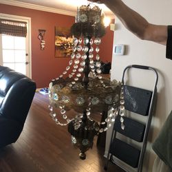 Beautiful Antique Brass Chandelier! Unique And Very Beautiful