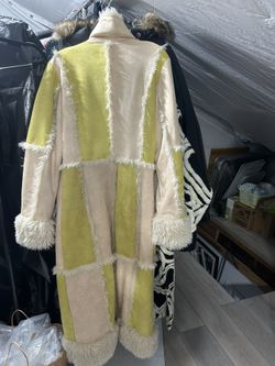 Color Block Long Suede Coat :