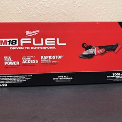 Milwaukee M18 FUEL 18V Lithium-Ion Brushless Cordless 5 in. Flathead Braking Grinder with Paddle Switch No-Lock (Tool-Only)