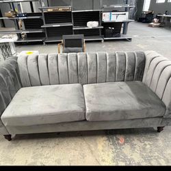 Modern Velvet Fabric Upholstered Sofa