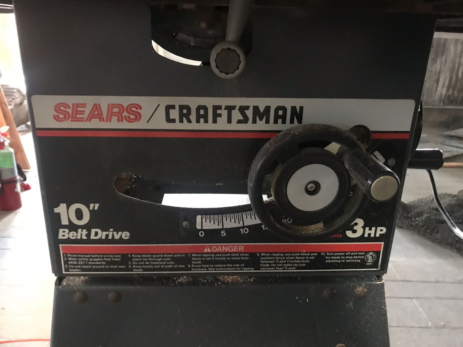 Table Saw 10 belt drive 3hp Sears/Craftsman model 113.29876