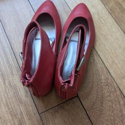 Red Buckle Ankle Strap Flats