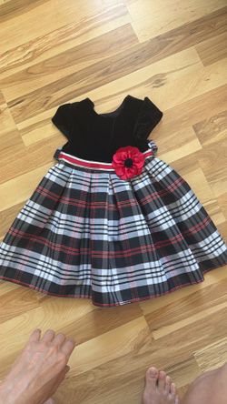 Jona Michelle Girls Holiday Dress - Size 2 (Plaid & Velvet)