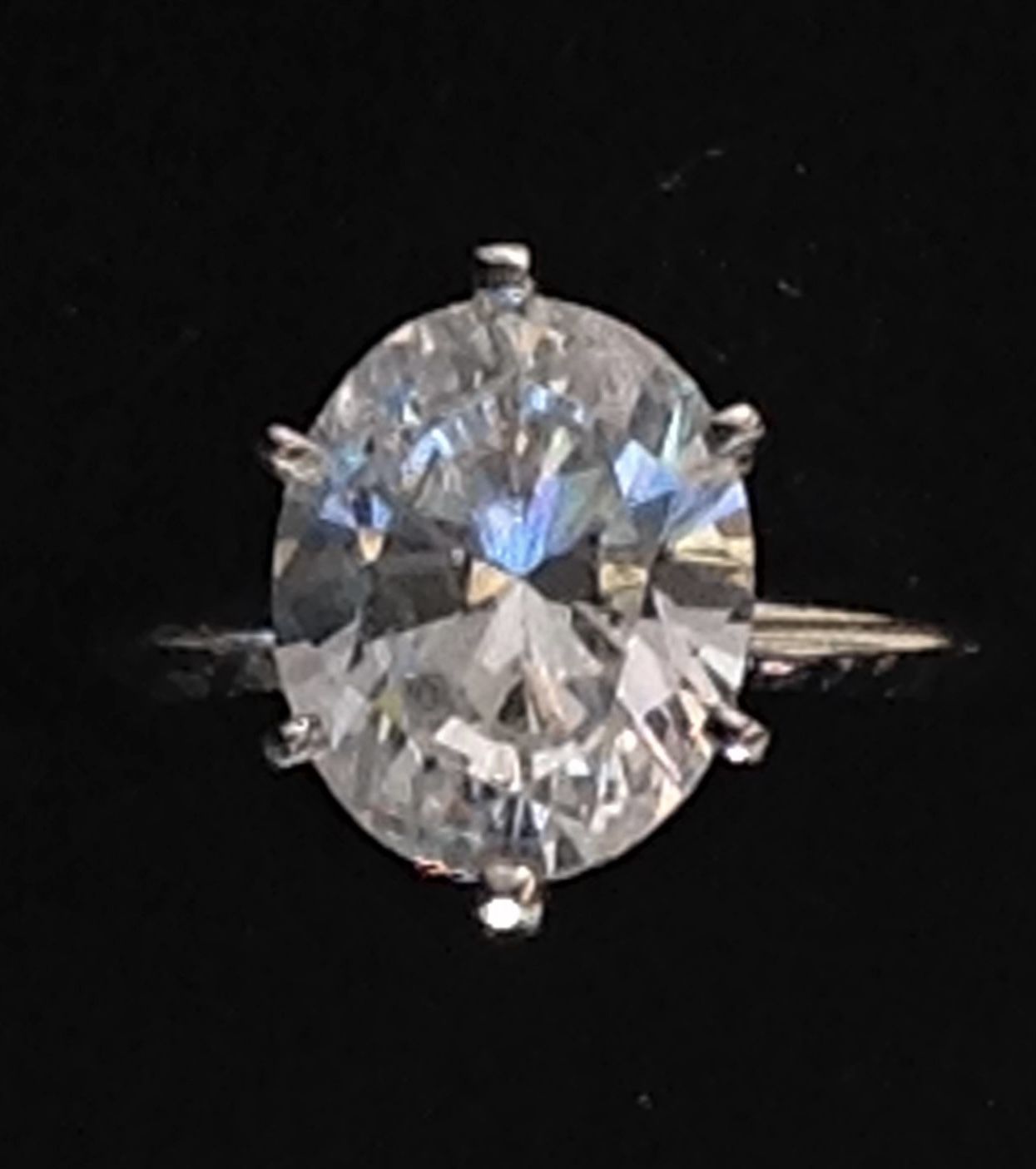 4 Carat 4ct Solid 14k White Gold Oval 5A AAAAA Signity CZ Cubic Zirconia Solitaire Engagement Ring New Size Sz 6