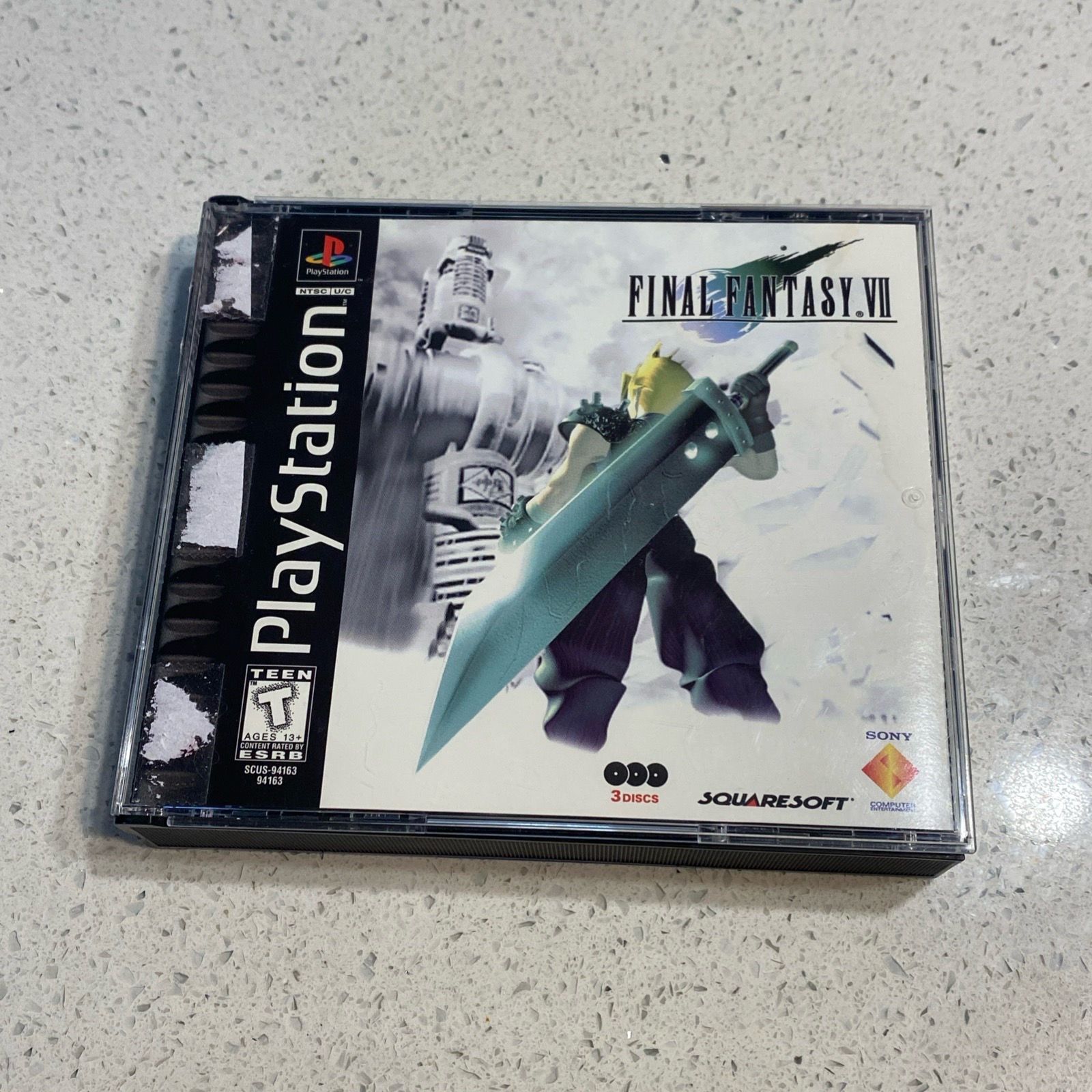 Final Fantasy VII (PlayStation 1 1997) Jewel case with 3 black discs Misprint