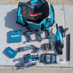 Combo Herramientas Makita LXT 18V - 6 Herramientas + Baterías + Cargador + juego de brocas y puntas