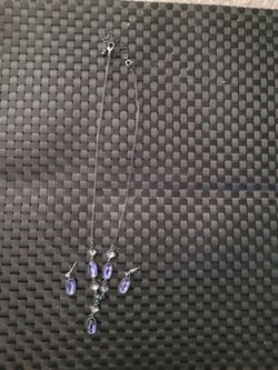 Blue Crystal Necklace and Earrings Set