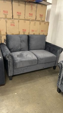 Grey Velvet Loveseat