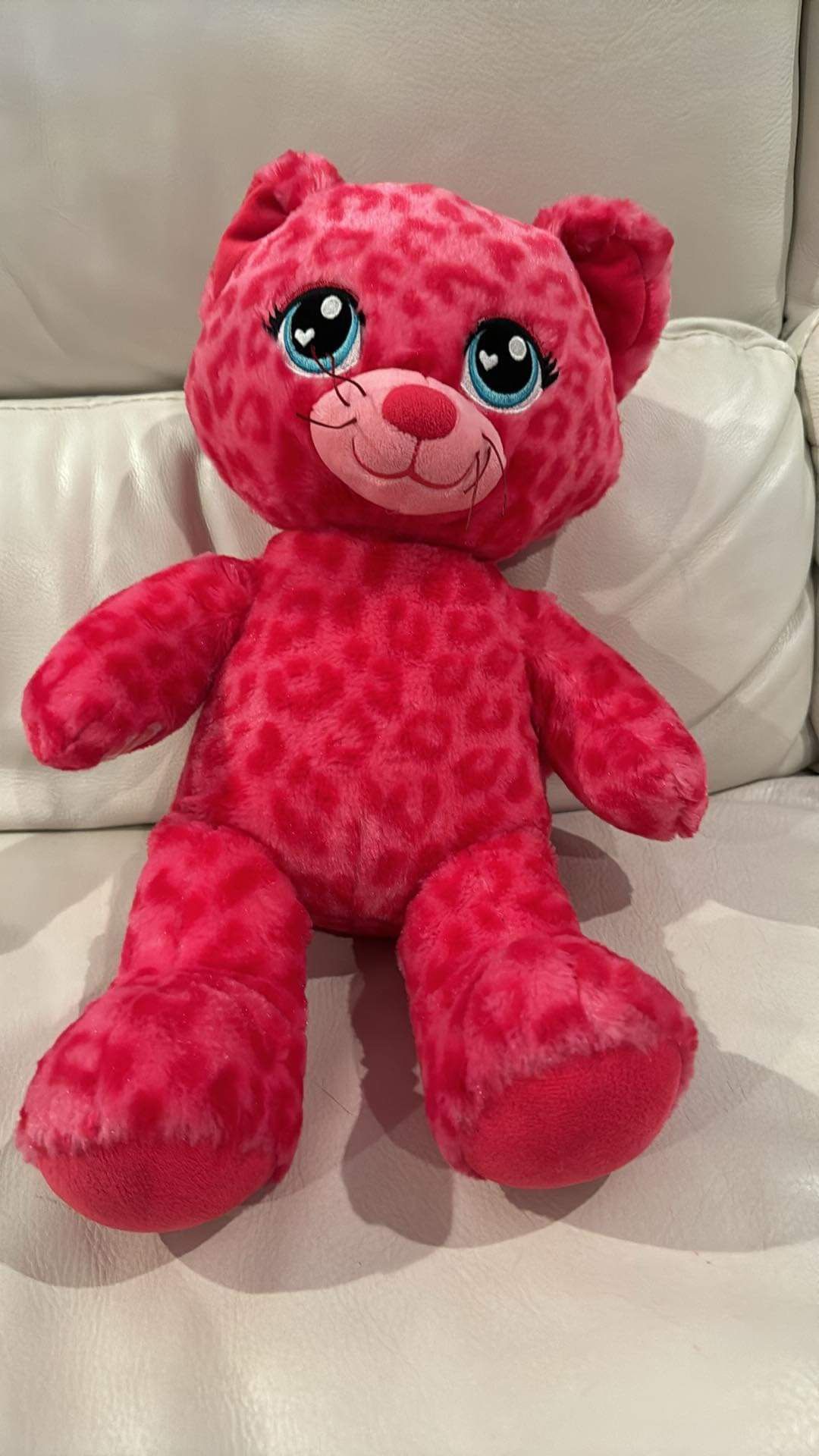 Build A Bear Sweet Scent Leopard Pink Heart Cat Stuffed Plush 16" Teddy Doll Toy