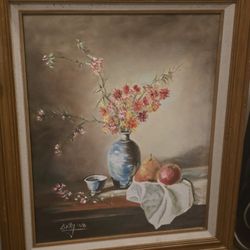 Original Acrylic On Canvas By Billy Woo 21"x 25" Framed