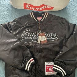 Supreme Mitchell and Ness Sequin Jacket Large