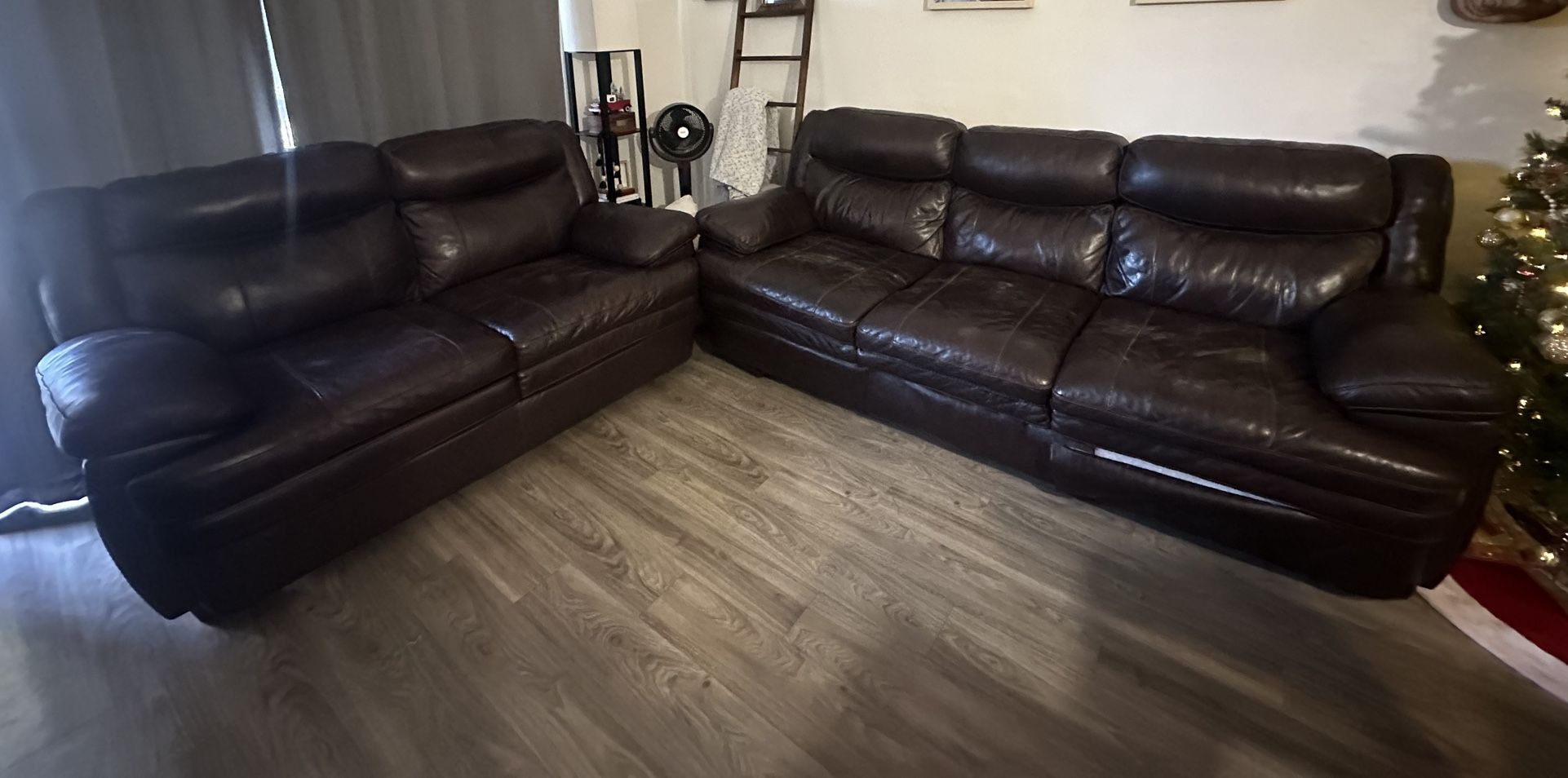 Brown Leather Sofas Couch And Love Seat $50
