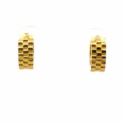 Woman’s Ladies  10k Yellow Gold .75” Inch Rolex Link Style Huggie Hoop Earrings GP3137728