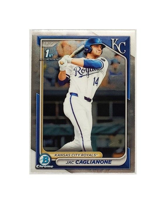 JAC CAGLIANONE ROOKIE "1ST BOWMAN" CHROME 2024 BOWMAN CHROME #BDC-8, ROYALS!