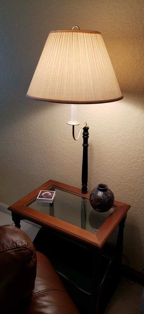 Side Table With Lamp Attached