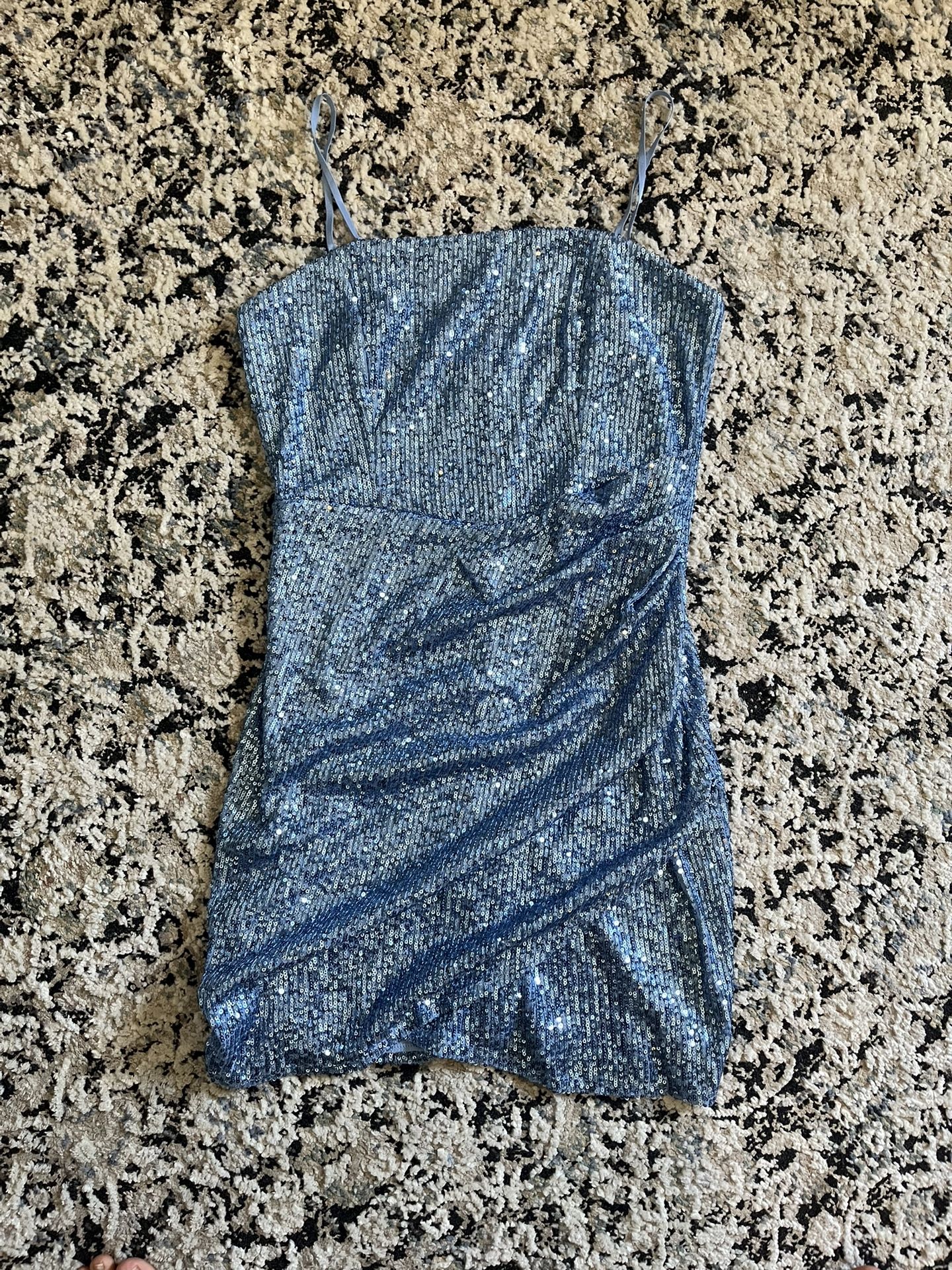 Blue Sequin Mini Dress (Large)