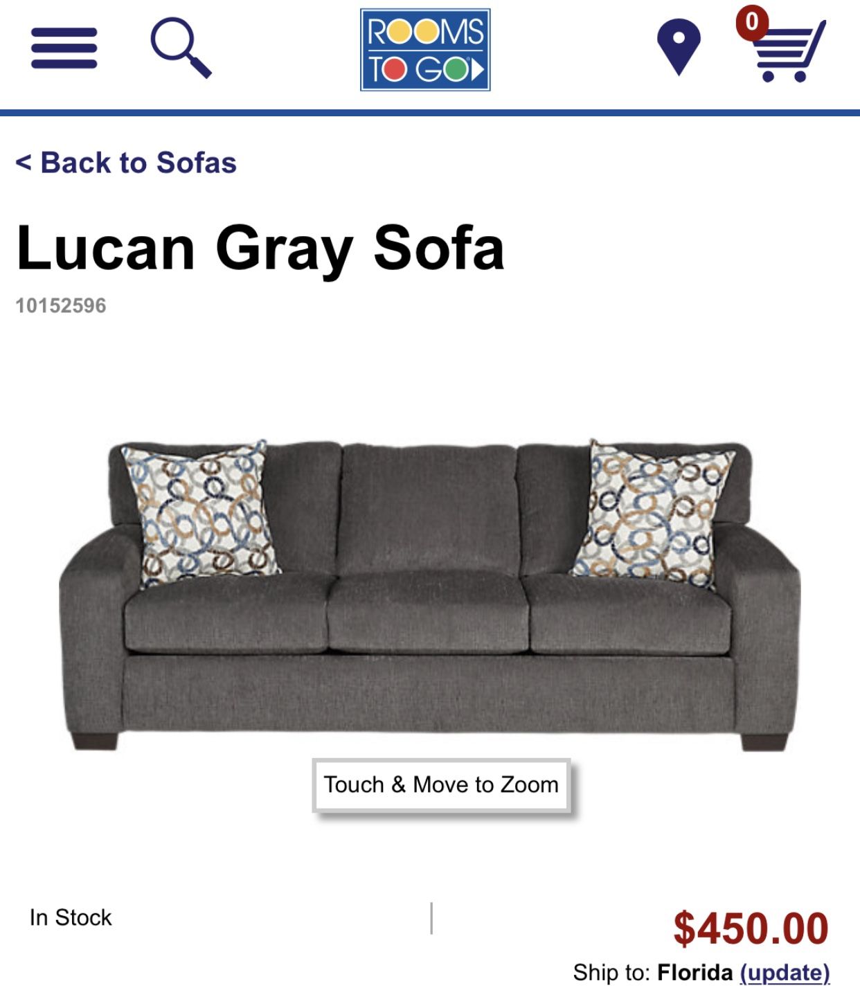 Sofa Lucan Gray from Rooms To Go