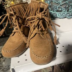 Womens Fringed Wedge Heel Shoe Sz 8