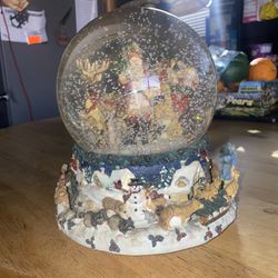 Large Musical Christmas Snow Globe – Santa & Winter Village (9–10”)