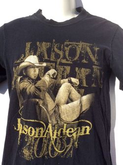 2009 Jason Aldean WIDE OPEN concert Tour Country Music 2 side black T Shirt tee top women's size S Small