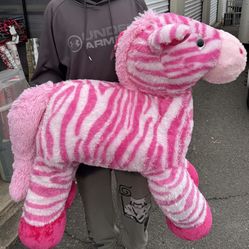 NEW - Holiday Time Pink Zebra Jumbo Plush 