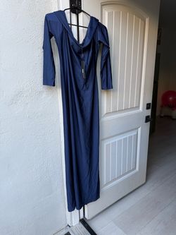 Navy Blue Long Sleeve Maxi Dress