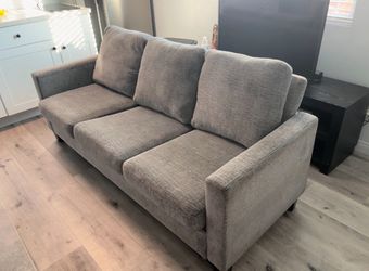 Gray 3-Seat Fabric Sofa