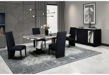 Add a touch of modernity w/our luxurious dining set w/upholstered velvet chairs
