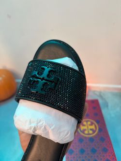 Tory Burch Crystal Embellished Slide Sandals