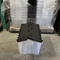 12 GALLON FLIP TOP STORAGE BINS – CLEAR STACKABLE TOTES – $6 EACH
