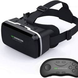 VR Headset with Remote Controller,3D Glasses Virtual Reality Headset for VR Games & 3D Movies, VR Headset for iPhone & Android Phone,VR Glasses Suitab