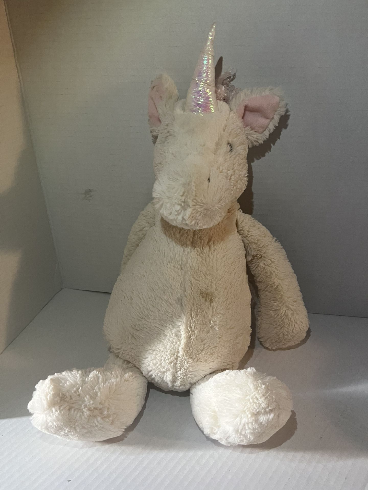 Jellycat Large Bashful Unicorn Plush 16” White Pink Stuffed Animal