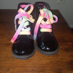 Black Boots With Coloful Laces