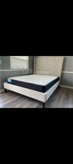 Queenn Size Ivory Button W Orthopedic Matres!!!!