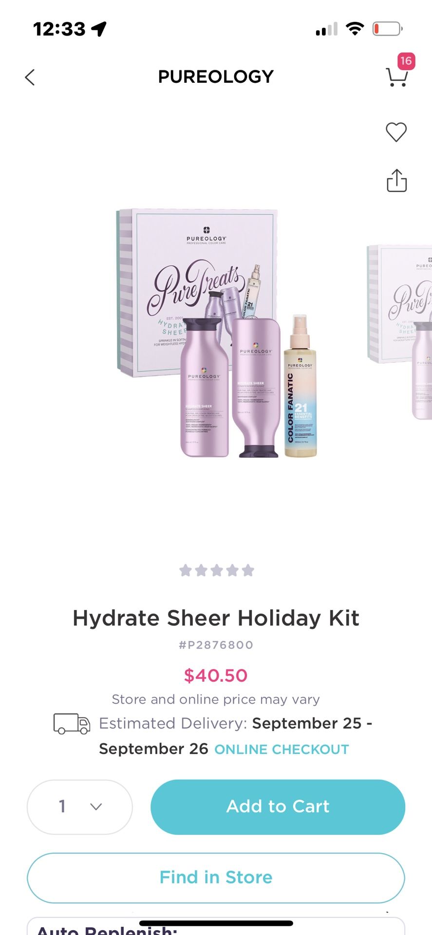 Pureology hydrate sheer holiday Trio