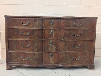 Antique Wood Dresser with Brass Handles