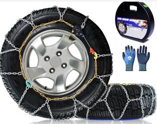 Snow-Chains Auto Fixing 1 Min Quick Fit Easy Installation Tire-Chains, Portable Reusable Universal Emergency Tire Traction Chain for Passenger Car, Pi