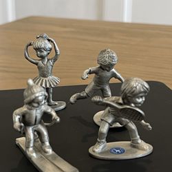 Lot of 4 Hudson Pewter /H. WILSON Boy & Girl Sports Figures