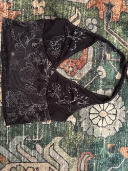 Black Floral Mesh top