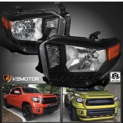 Black Fits 2014-2021 Toyota Tundra Replacement Headlights Head Lamps Left+Right