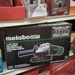 METABO HPT 4 - 1/2" 115 mm DISC GRINDER INCLUDES 5 FREE GRINDING WHEELS 