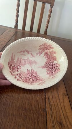 Red Transferware Vintage Vegetable Bowl