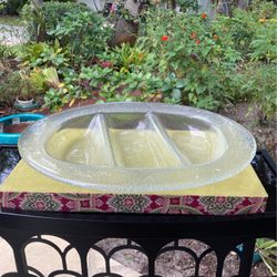 Textured Glass Serving Dish, 16“ X 13.5“
