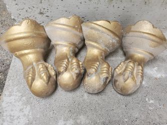 Set of four near perfect; vintage gold & patina clawfeet