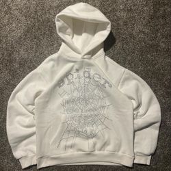 White Rhinestone Sp5der Hoodie